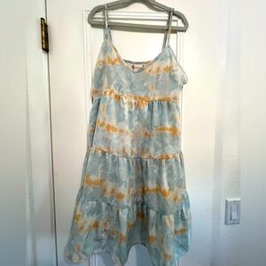 Altard state blue tie dye mini dress spaghetti straps size S